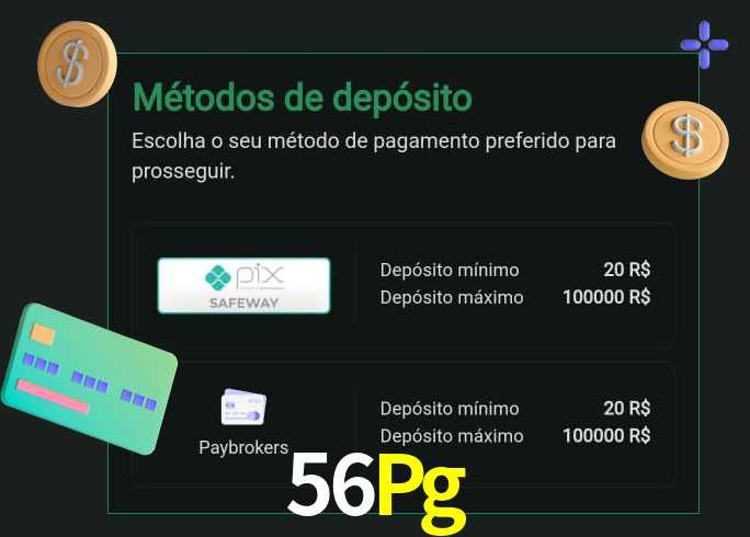 O cassino 56Pg oferece uma grande variedade de métodos de pagamento